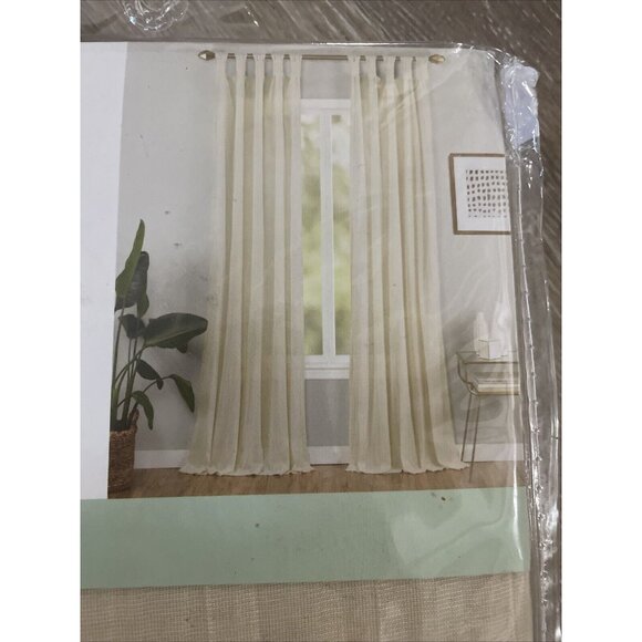 Vue Elements 50"x84 Priya White Tab Top Light Filtering Window Curtain Panel - Picture 1 of 7